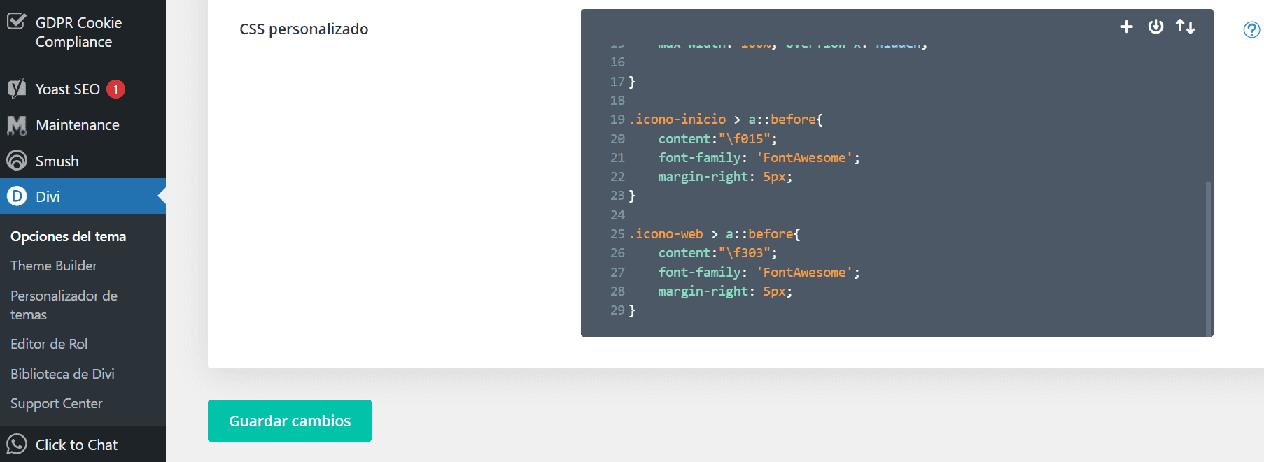 Font Awesome en Divi